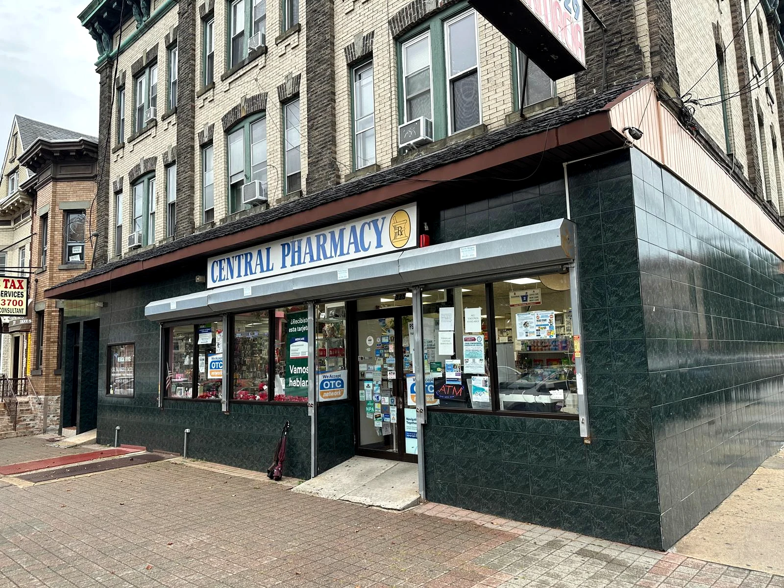 Central Pharmacy storefront in West New York, New Jersey